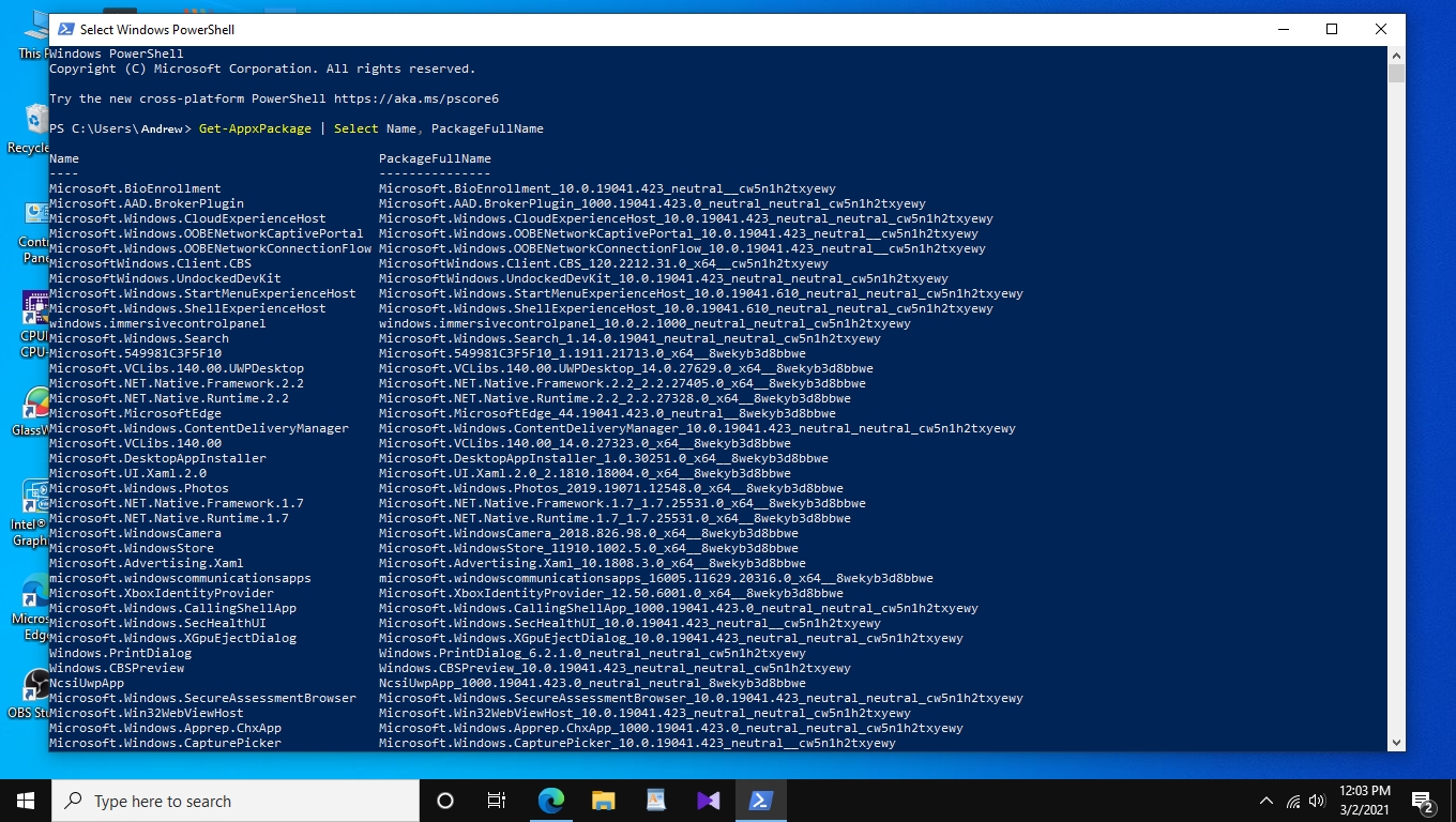 package list in powershell