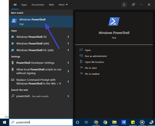 Powershell in search results