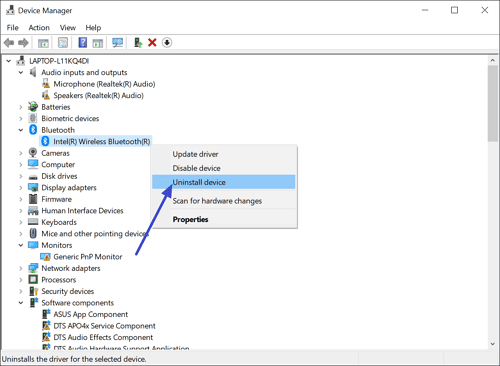 Uninstalling Bluetooth adapter in Safe mode