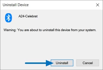 Confirm Bluetooth device uninstallation