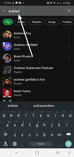 Spotify app - search by name of the person