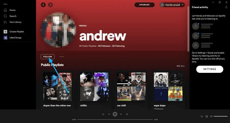 Spotify  desktop - follow searched user